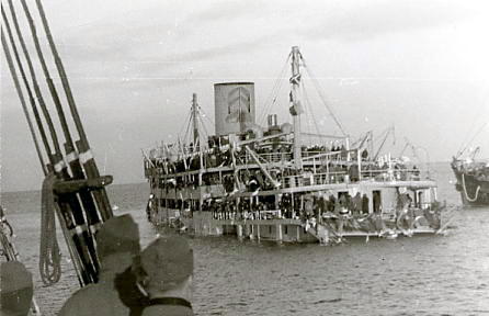 Truppentransporter Josif Stalin auf der Corbetha-Sperre gesunken